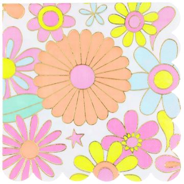 Meri Meri 16 Large NAPKINS FLORAL Flower Power