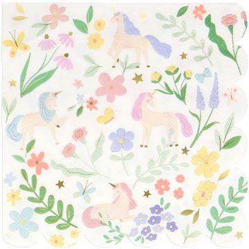 Meri Meri 16 Große Servietten EINHORN Meadow Unicorn