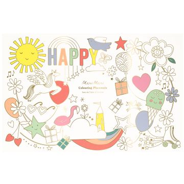 Meri Meri 8 Tischsets zum Ausmalen HAPPY ICONS