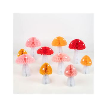 Meri Meri 10 Honeycomb MUSHROOM Decorations