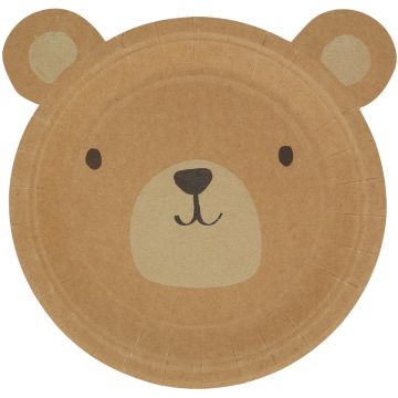 Meri Meri 8 Paper Plates WOODLAND BEAR