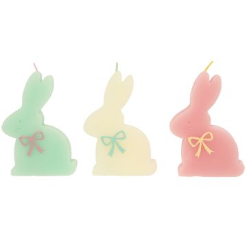 Meri Meri 3 Kerzen HASE Pastell