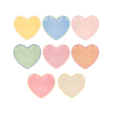 Meri Meri 8 Kleine Pappteller HERZEN Wellenrand Pastell