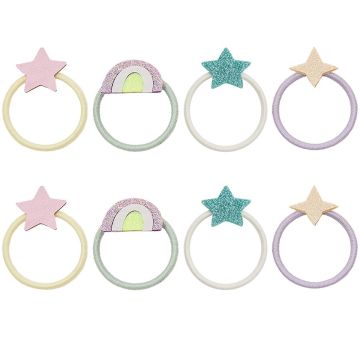 Mimi & Lula 8 HAIR TIES Rainbow & Star Glitter