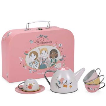 Moulin Roty DOLL DISHES Set Tin Suitcase Les Parisiennes