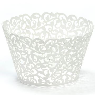 PartyDeco CUPCAKE WRAPPERS Lace White