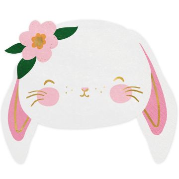 PartyDeco 20 Napkins BUNNY with Flower