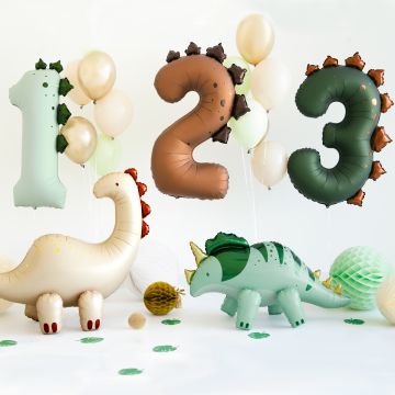 PartyDeco Birthday FOIL BALLOON Dinosaur XXL Number (92 cm)