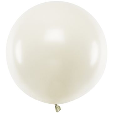 PartyDeco 1 Round Party Balloon JUMBO PASTEL Light Cream (60cm)
