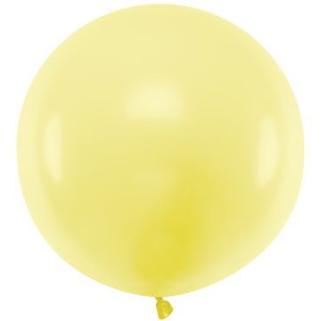 PartyDeco 1 Round Party Balloon JUMBO PASTEL Light Yellow (60cm)