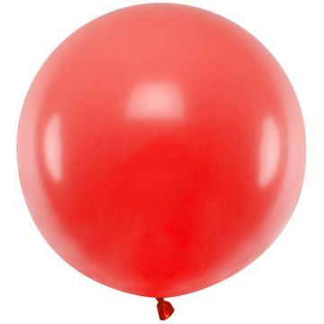 PartyDeco 1 Round Party Balloon JUMBO PASTEL Poppy Red (60cm)