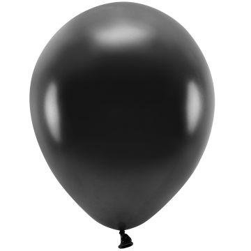 PartyDeco 10 ECO Party Ballons Metallic Schwarz (30cm)