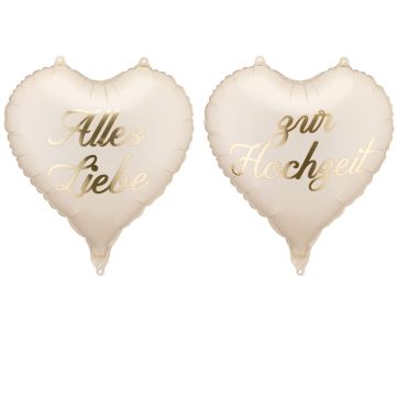 PartyDeco 2 FOLIENBALLONS "Alles Liebe zur Hochzeit" (35cm)