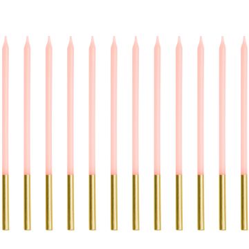 PartyDeco 12 Cake Candles Pink/Gold (14cm)