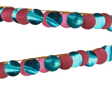 PartyDeco Garland CIRCLES Metallic Red-Blue