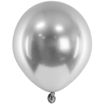 PartyDeco 10 Kleine Ballons GLOSSY Silber (12cm)