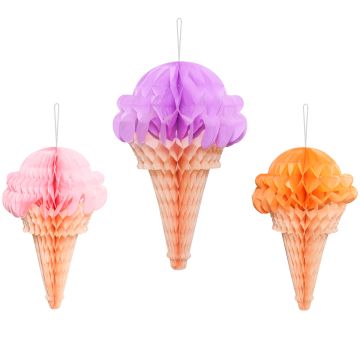 PartyDeco Paper Honeycomb Decoration ICE CREAM