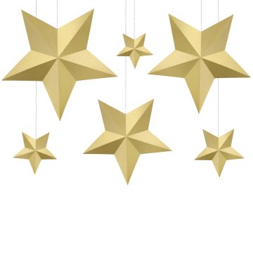 PartyDeco Papier Hängedekoration STERNE gold