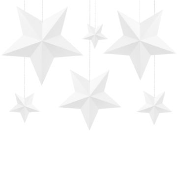 PartyDeco Papier Hängedekoration STERNE weiß