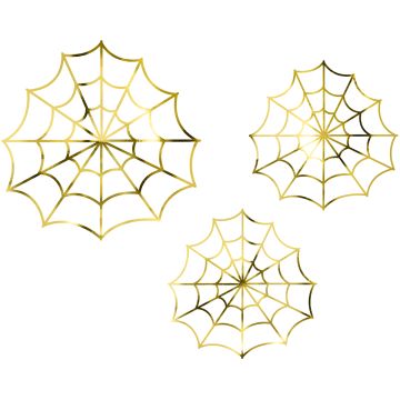 PartyDeco Paper Decoration SPIDER WEBS gold