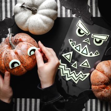 PartyDeco Halloween Kürbis Gel STICKER Fluoreszierend