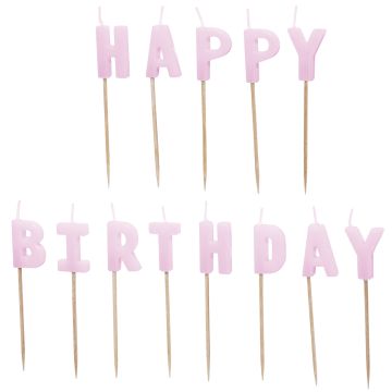 PartyDeco Cake Candles HAPPY BIRTHDAY Violett
