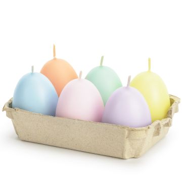 PartyDeco 6 Egg CANDLES Pastel