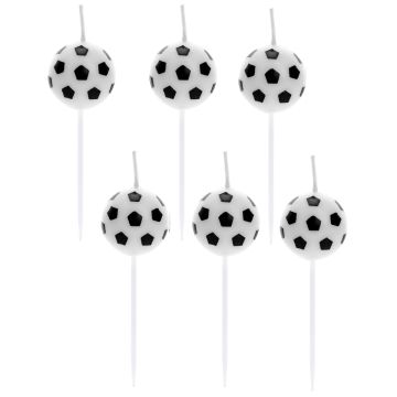 PartyDeco 6 Cake Candles SOCCER BALLS