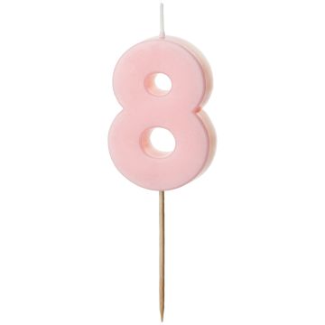 PartyDeco Jahreszahl KUCHENKERZE Hellrosa Nr. 8