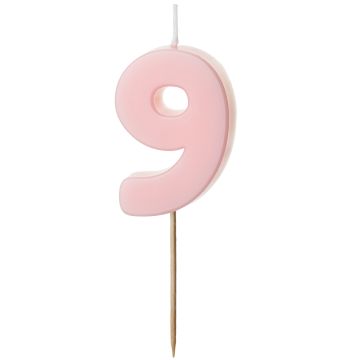 PartyDeco CAKE CANDLE Light Pink No. 9
