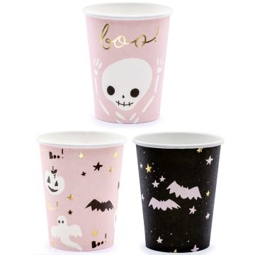 PartyDeco 6 Halloween Party Pappbecher BOO Mix