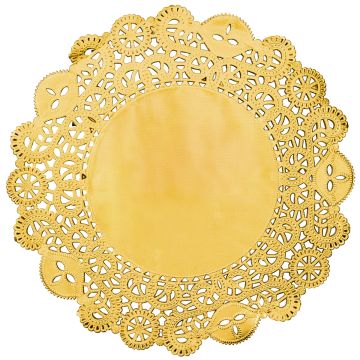 PartyDeco 50x Tischsets/ Tortenspitze Gold (Ø35,5cm)
