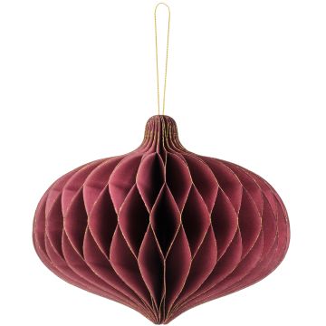 PartyDeco Paper Hanging Decoration ORNAMENT Oval deep red