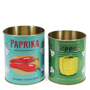 Rex London 2 Medium STORAGE TINS Paprika and Pepper
