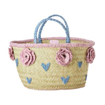 RICE Runder Bastkorb BLUMEN medium
