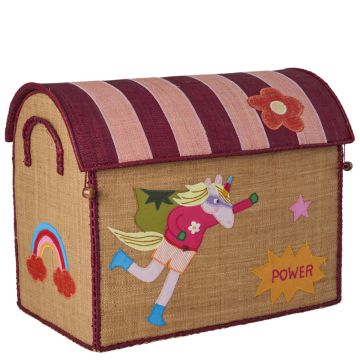 RICE Toy Basket SUPERHERO Pink Medium