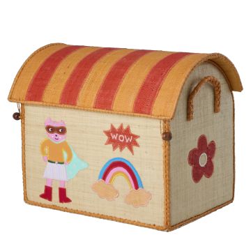 RICE Toy Basket SUPERHERO Pink Small