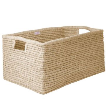 RICE Extra Large RAFFIA STORAGE BASKET Rectangular Natural