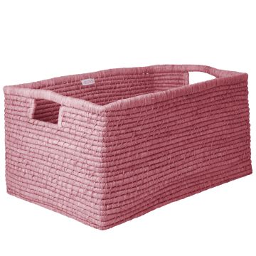 RICE Extra Large RAFFIA STORAGE BASKET Rectangular Pink