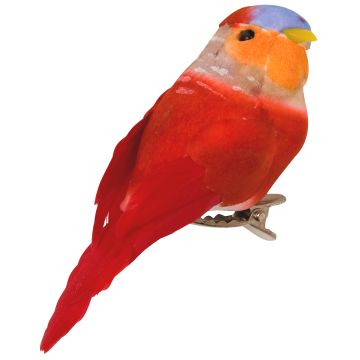 RICE Decoration BIRD with Clip Red