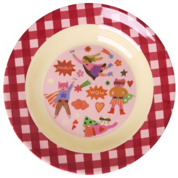 RICE Melamine KID'S BOWL "Hero" pink