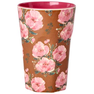 RICE Melamin LATTE MACCHIATO BECHER "Floral Fiesta Rose" Blumen (400 ml)