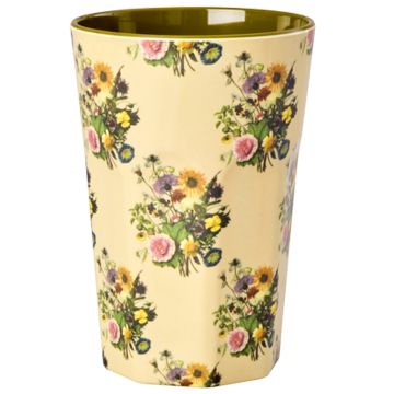 RICE Melamin LATTE MACCHIATO BECHER "Retro Bouquet" Blumen (400 ml)