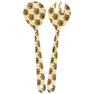 RICE Melamine SALAD SPOON & FORK "Retro Bouquet"