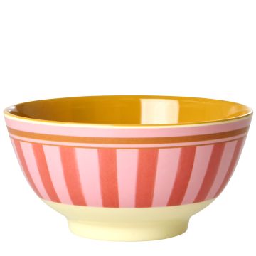 RICE Melamine Bowl ORGANIC STRIPES pink