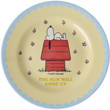 RICE x PEANUTS Melamine SIDE PLATE "The Sun Will Come Up" Snoopy Cream (Ø20 cm)