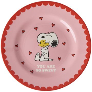 RICE x PEANUTS Melamine SIDE PLATE "You Are So Sweet" Snoopy Soft Pink (Ø20 cm)