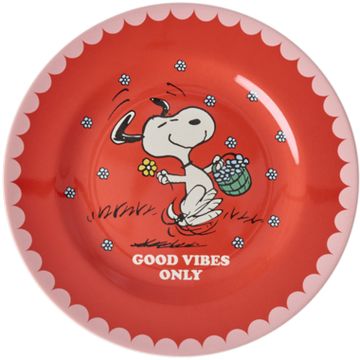 RICE x PEANUTS Melamine SIDE PLATE "Good Vibes Only" Snoopy Red (Ø20 cm) 