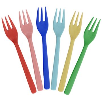 RICE 6 Melamine CAKE FORKS Assorted Colors