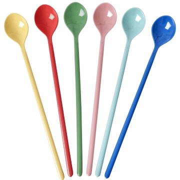 RICE 6 Long Melamine SPOONS Assorted Colors